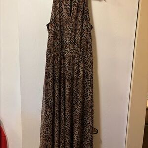Chico's Leopard Print Halter Maxi Dress - Brown/Tan